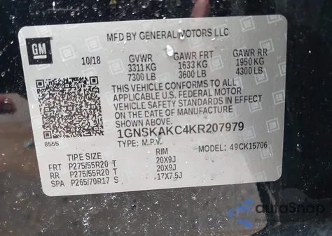 2019 Chevrolet Tahoe Ls from USA, damaged, VIN 1GNSKAKC4KR207979